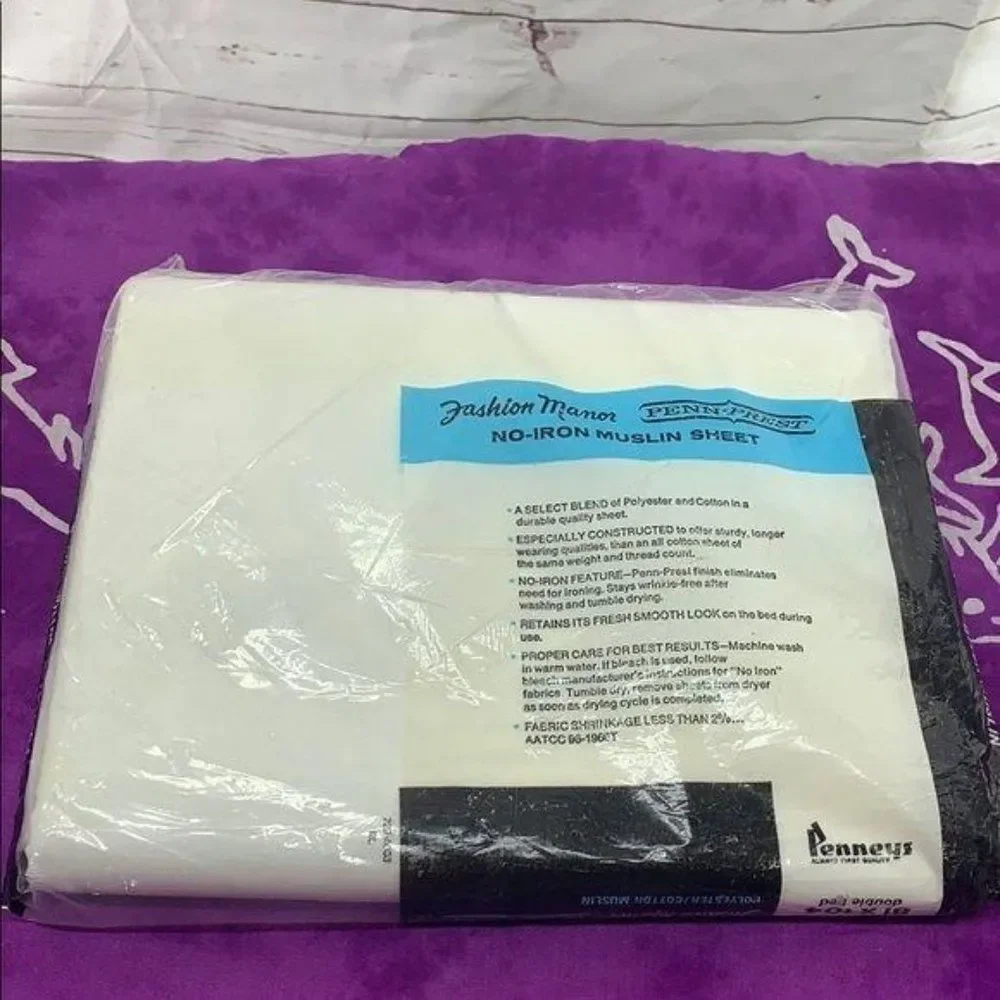 Vintage New Penn Prest Penneys‎ Fashion Manor Percale Double Flat Sheet White